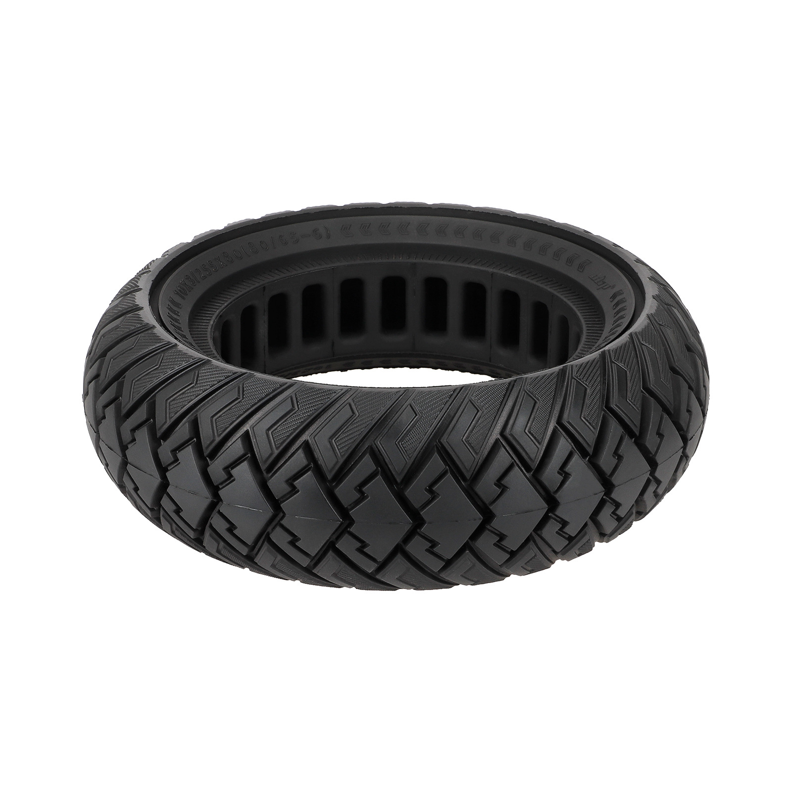 10-inch 10*3 off-road solid tire 255×80 non-slip explosion-proof tire 80/65-6 airless honeycomb tire Black Tire only - Image 1