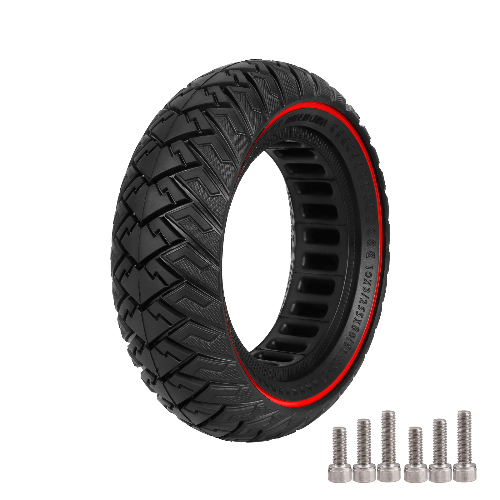 10-inch 10*3 off-road solid tire 255×80 non-slip explosion-proof tire 80/65-6 airless honeycomb tire Black Tire only - Image 4