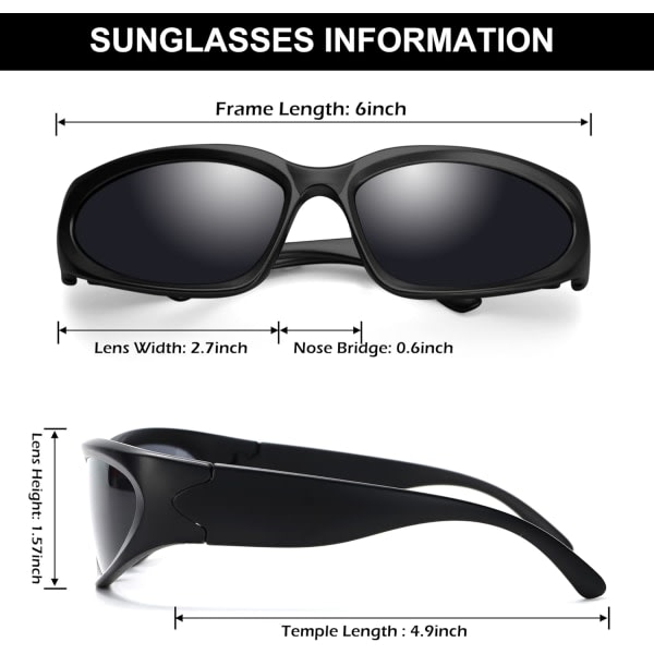 Wrap Around Fashion Glasses for Men Women Trendy Fast Oval Dark Futuristic Sunglasses Goggles Eyebrow - Image 3
