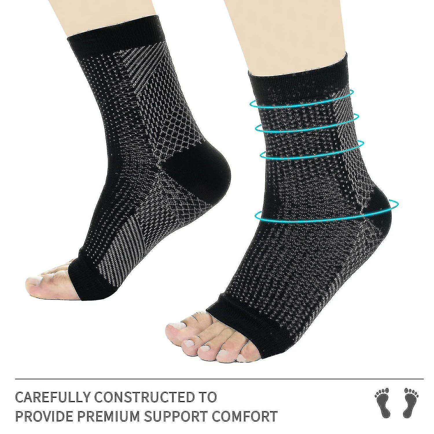 3 pairs of neuropathy socks, soothing socks for neuropathy pain, tendinitis compression socks, plantar fasciitis, neuropathy - Black - L XL - Image 4
