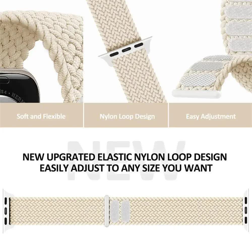 Braided Solo Loop Compatible with Apple Watch Ultra 49mm 45mm 44mm 42mm 41mm 40mm 38mm for Series 9 8 7 6 5 4 3 SE SummerU Bracelet - Image 5