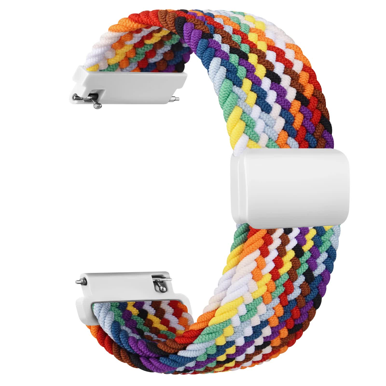 20mm Braided Sololoop for Garmin Vivoactive 5/3/3 Music Band Wristband for Garmin VivoMove3/Trend/Sport Venu SQ/SQ2/2plus Strap Rainbow Rainbow 20mm - Image 1
