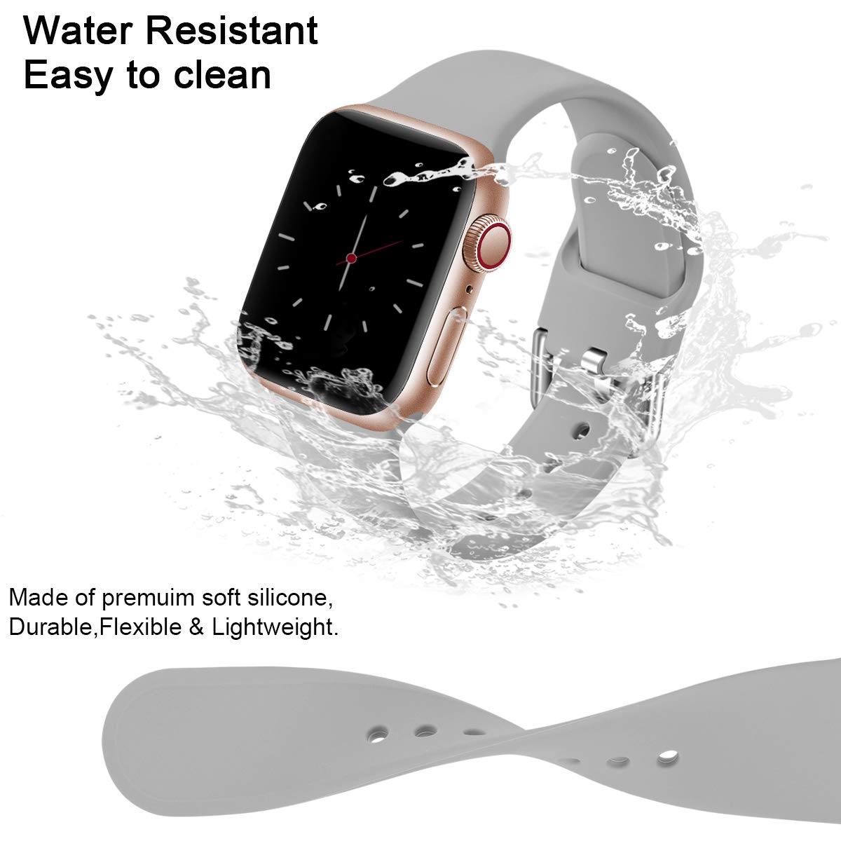Compatible with Apple Watch Bands Series 8 7 6 5 4 3 Ultra SE 42mm 44mm 45mm, 3-Pack Black White Gray - Image 3