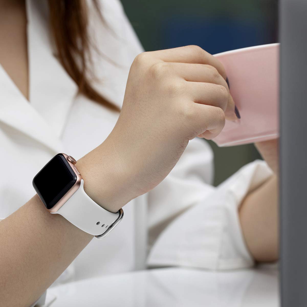 Compatible with Apple Watch Bands Series 8 7 6 5 4 3 Ultra SE 42mm 44mm 45mm, 3-Pack Black White Gray - Image 5
