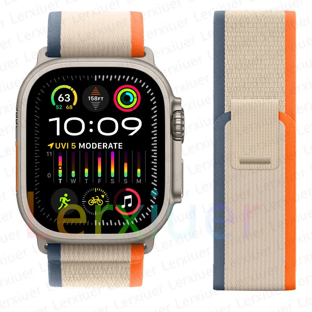 Trail Strap Compatible with Apple Watch Ultra 2 Series 9 8 7 6 5 3 for 49mm 45mm 44mm 42mm 41mm 40mm 38mm in Orange Beige - Image 1