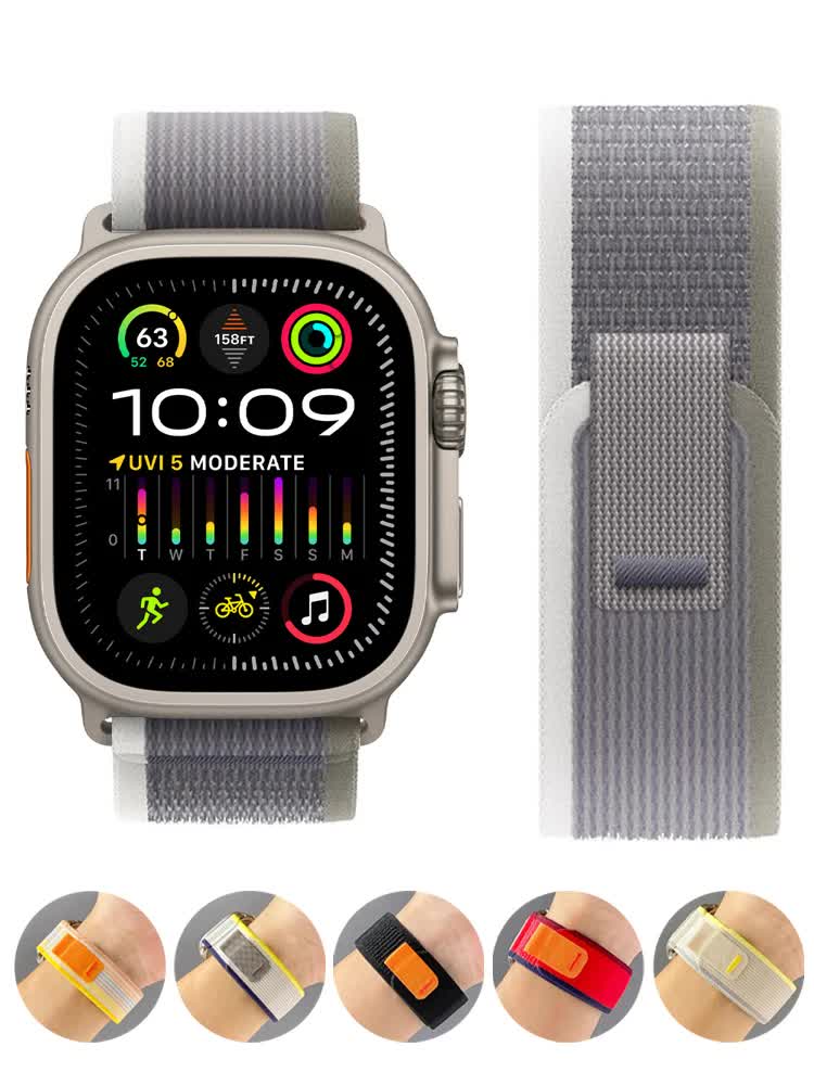 Trail Strap Compatible with Apple Watch Ultra 2 Series 9 8 7 6 5 3 for 49mm 45mm 44mm 42mm 41mm 40mm 38mm in Orange Beige - Image 3