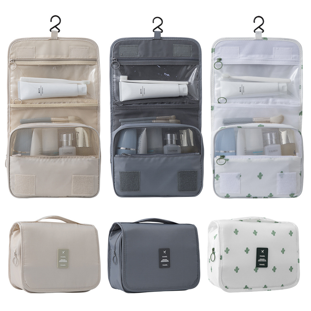 Travel Toiletry Bag for Women with Hook Beige Hanging Toiletry Bag - Image 1