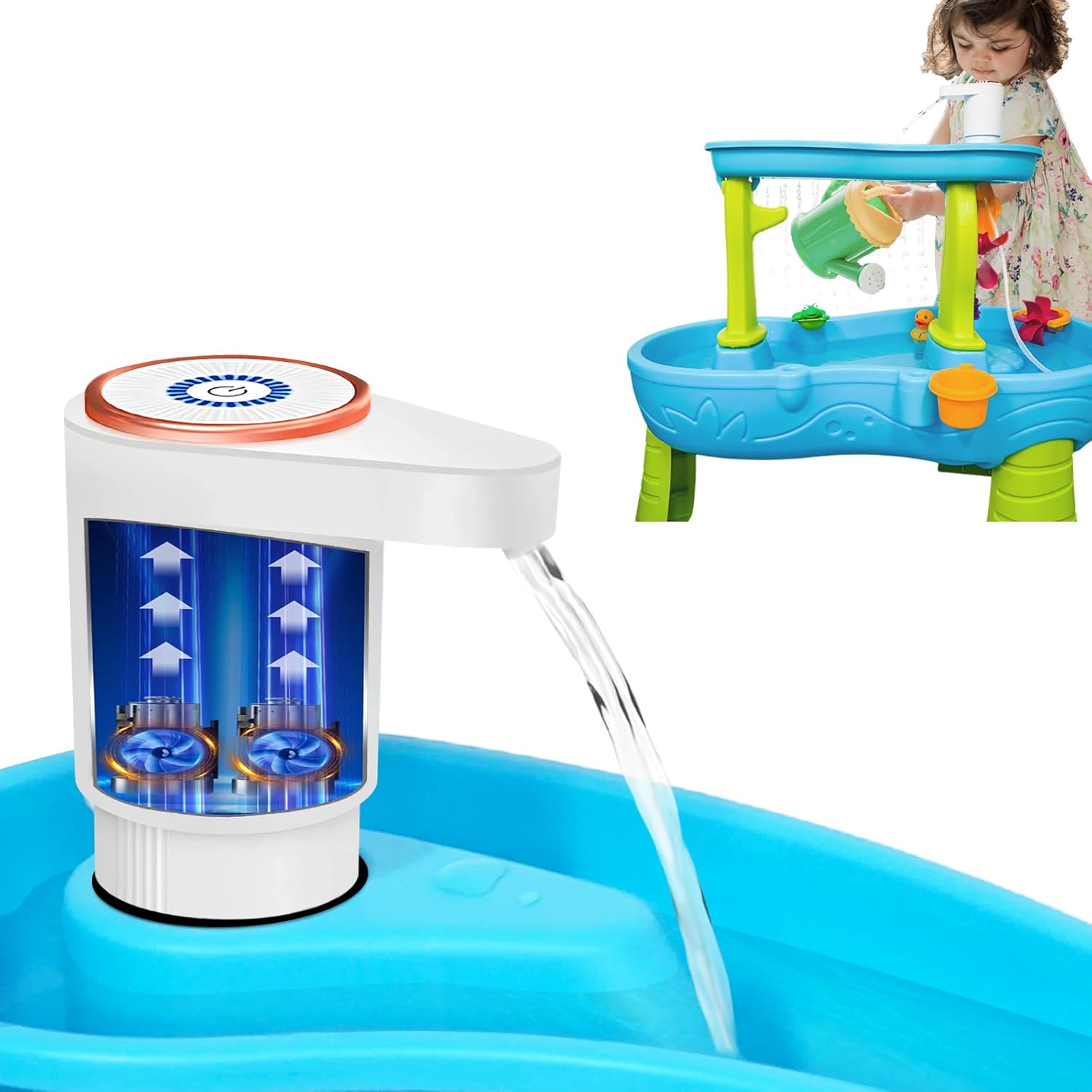 Water Table Pump,Water Pump for Water Table 4 Hours Lasting time Battery Powered Pump for Kids Sand Water Play Table - Image 1