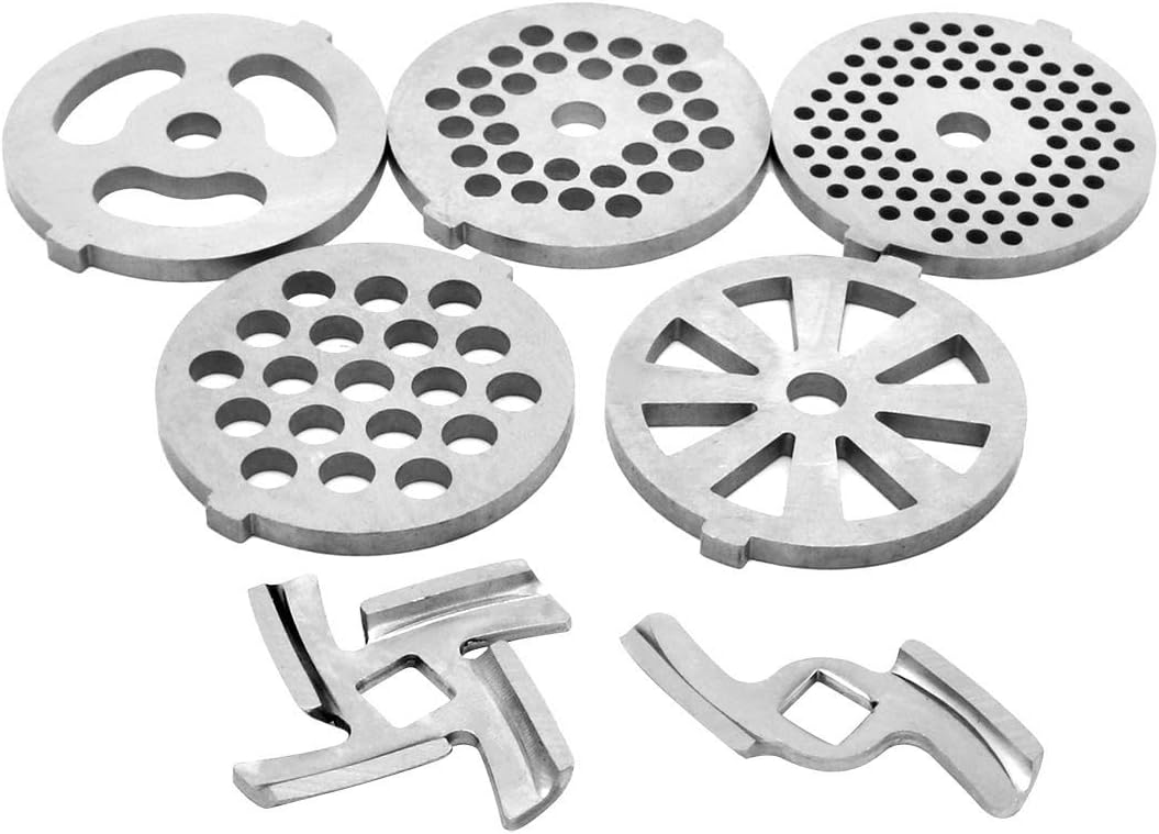7 Piece Stainless Steel Meat Grinder Plates & Blades for Food Chopper & Meat Grinder - Image 1