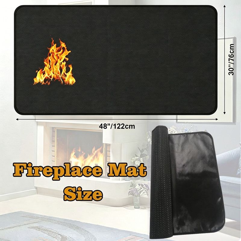 Fireproof Fireplace Hearth Mat, Fireplace Hearth Rug, Fire Resistant Rectangular Fire Pit, Heated Floor Mat for Outdoor Grills, Fire Pits, Smokers, Woodstoves, 48