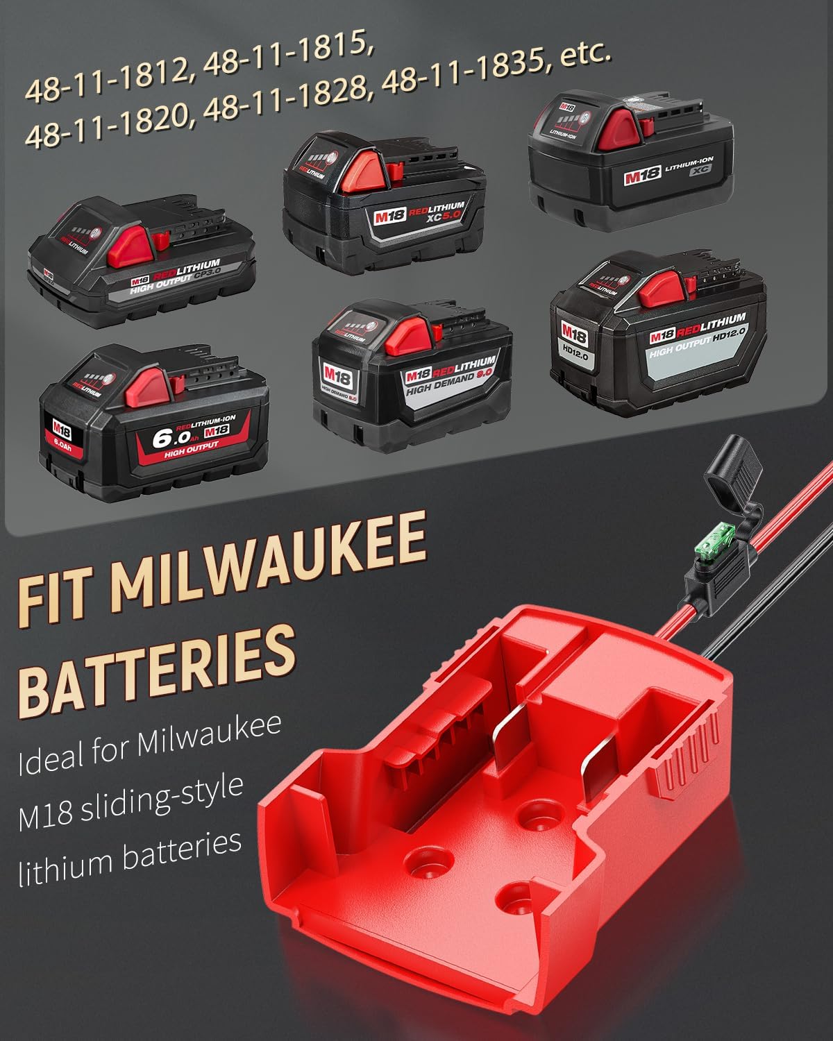 Power Wheel Adapter for Milwaukee M18 Battery, Peg-Perego Milwaukee Battery Adapter with Original Wire Harness Connector, DC Power Adapter Conversion for Peg-Perego Children's Riding Toys - Image 2