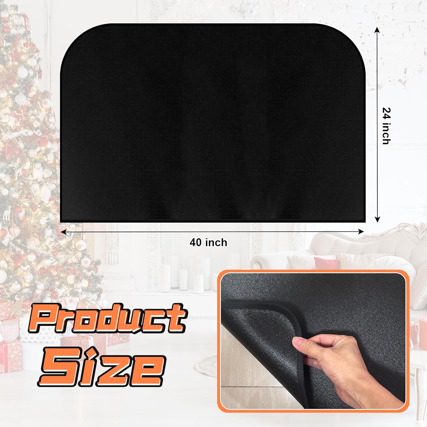 Fireplace Mat, Hearth Rug Fireproof, Fireplace Floor Mat, Fireproof Rug for Fireplaces and Woodstoves,Fire Resistant Fireplace Rug, D Shaped, Size 40