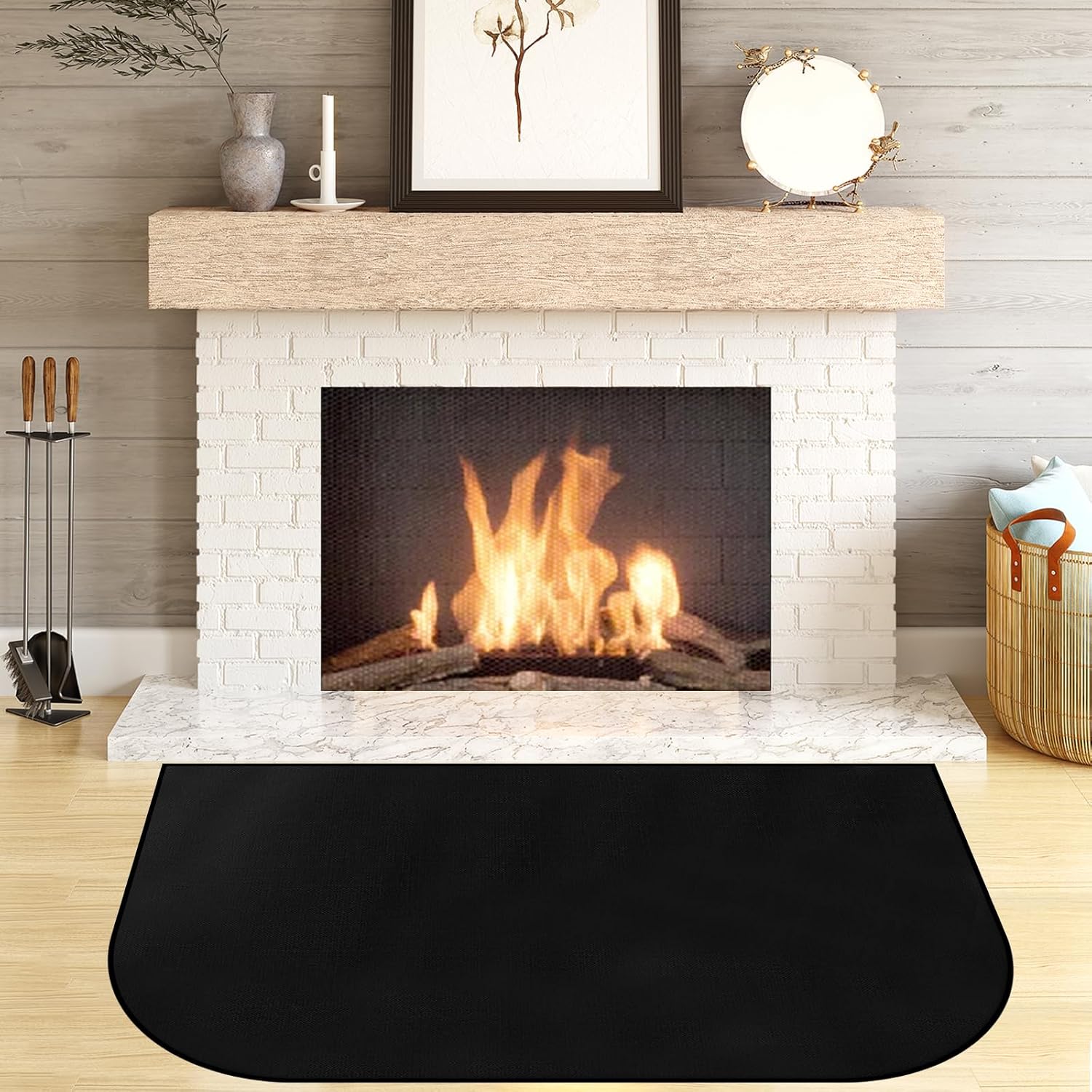 Fireplace Mat, Hearth Rug Fireproof, Fireplace Floor Mat, Fireproof Rug for Fireplaces and Woodstoves,Fire Resistant Fireplace Rug, D Shaped, Size 40