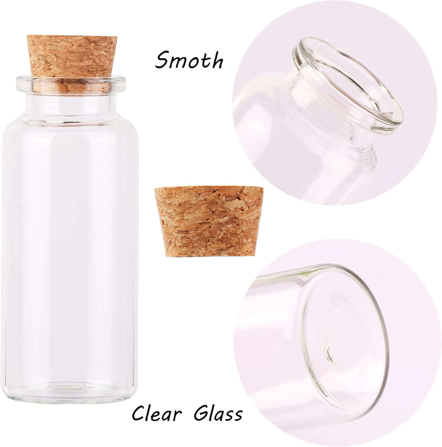 30ml Cork Stoppers Glass Bottles, Small Jars for Candy Wishing Bottle Wedding Favors (12 Sets) - Image 2