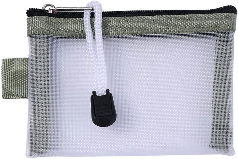 Green Small Zipper Pouch Mini Mesh Zipper Coin Purse Nylon Mesh Card Storage Bags Small Portable Cosmetic Case Mesh Storage Bags Cosmetic Bags for Women Travel - Image 1
