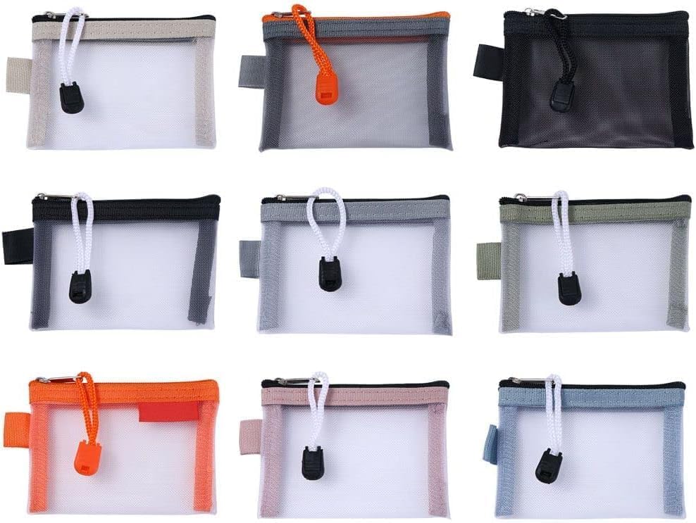 Green Small Zipper Pouch Mini Mesh Zipper Coin Purse Nylon Mesh Card Storage Bags Small Portable Cosmetic Case Mesh Storage Bags Cosmetic Bags for Women Travel - Image 3
