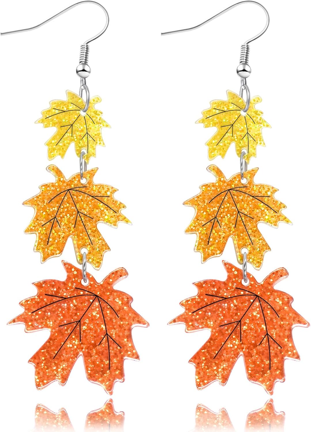 Thanksgiving Earrings Fall Maple Leaf Earrings for Women Lightweight Acrylic Glitter Autumn Holiday Leaf Jewelry Thanksgiving Fall Gifts - Image 1