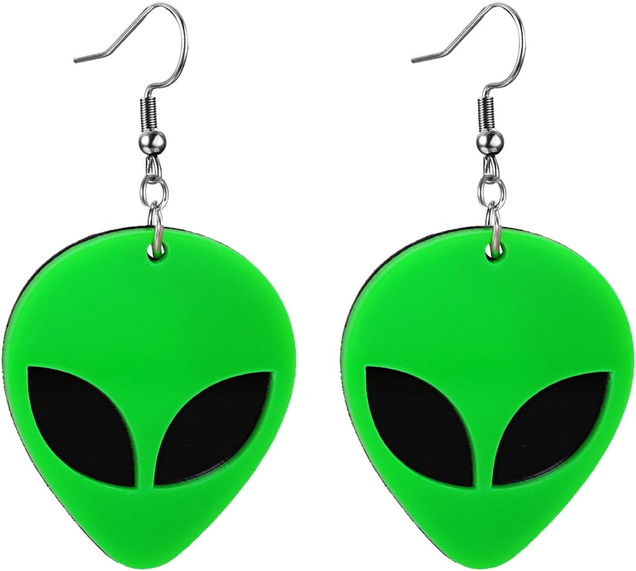 Acrylic Alien Earrings for Women Cute Funny Cartoon Green Space Head Resin Dangle Drop Statement Earrings - Image 1