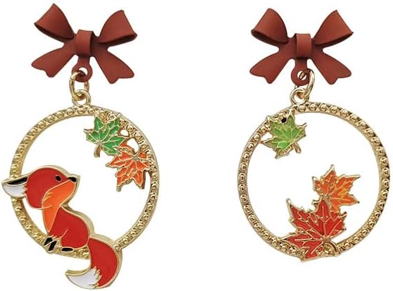 Thanksgiving Earrings for Women Cute Funny Squirrel Turkey Hazelnut Dangle Drop Earrings Delicate Fashion Colorful Maple Leaf Wreath Rhinestone Earrings Thanksgiving Holiday Themed - Image 1