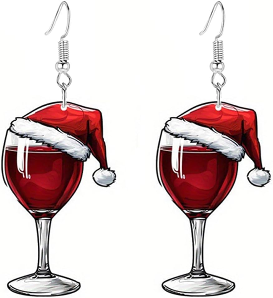 Wine Glass Earrings for Women Funny Creative Lightweight Acrylic Simulation Yellow Beer Whiskey Dangle Drop Earrings Holiday Party Chic Costume Jewelry - Image 1