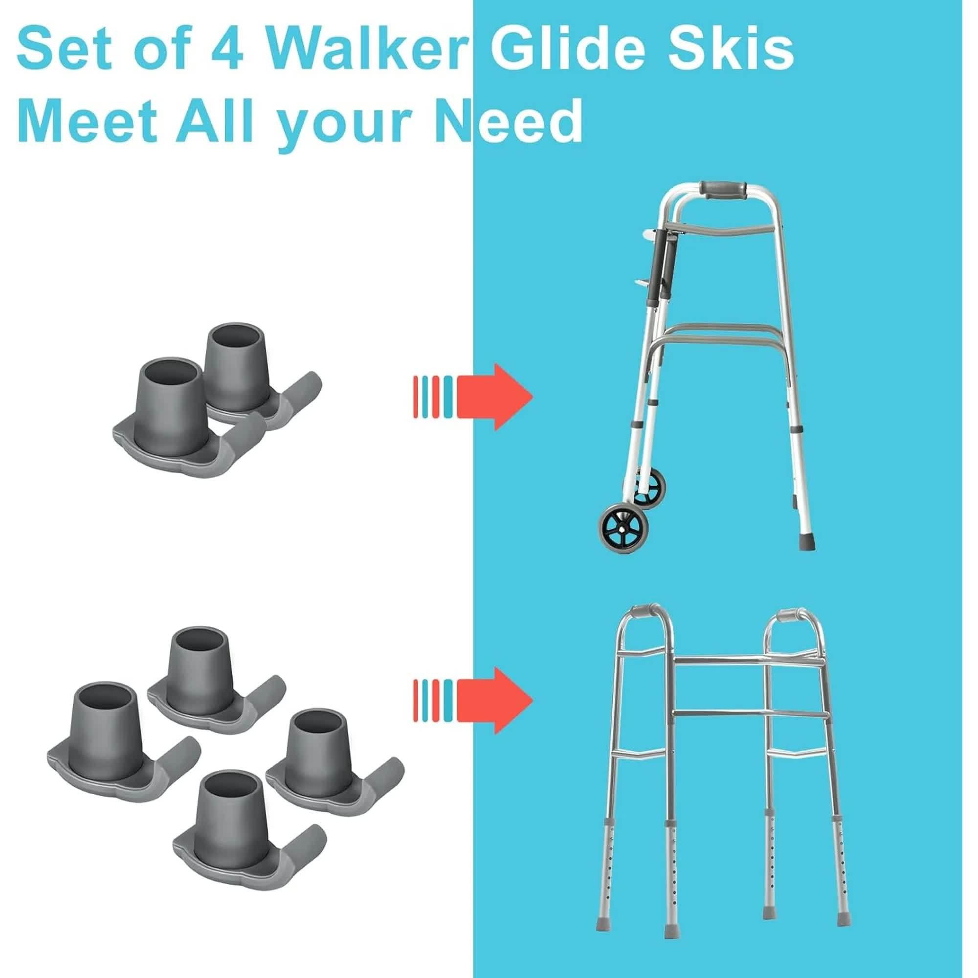 4 Pack Walker Skis Glides, Universal Walker Accessories for Seniors Mobility Aid Accessory - Image 3