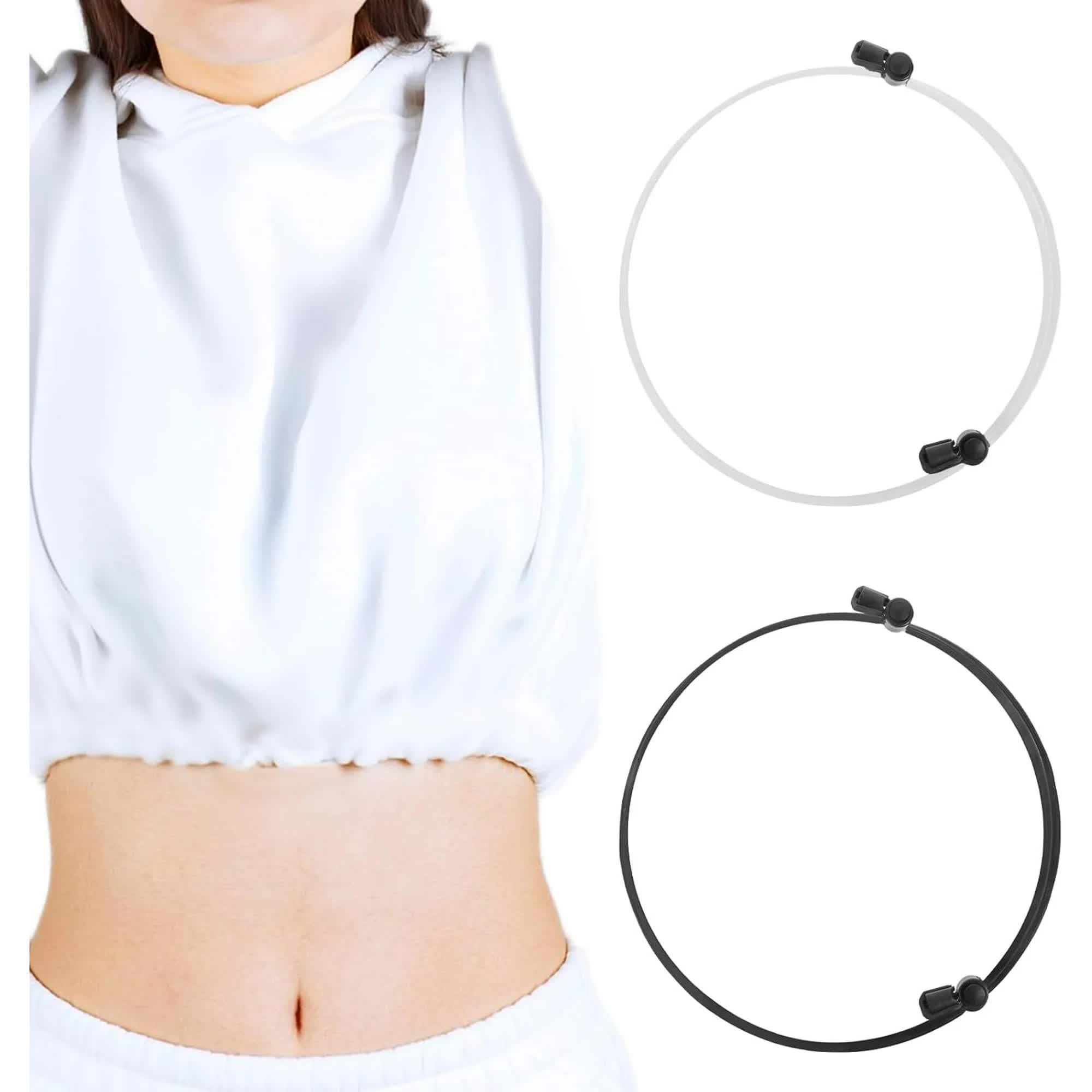 2 Pcs Tuck Band Adjustable Crop Band, Tuck Band Tool for Women Waist Shirts Sweater, Elastic Band Transform The Way You Style Your Tops Suitable for Yoga, Fitness and Other Sports (Black+White) - Image 1