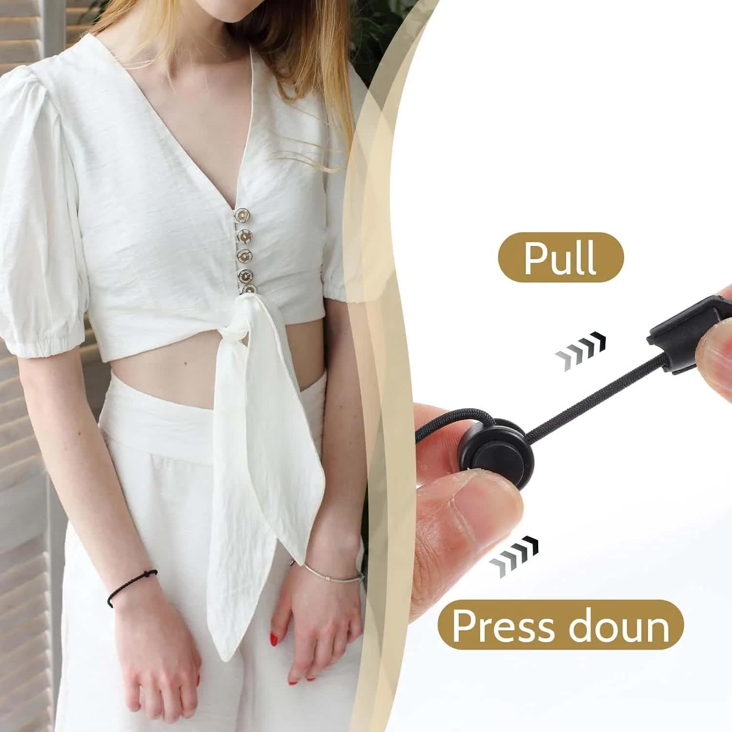 2 Pcs Tuck Band Adjustable Crop Band, Tuck Band Tool for Women Waist Shirts Sweater, Elastic Band Transform The Way You Style Your Tops Suitable for Yoga, Fitness and Other Sports (Black+White) - Image 3