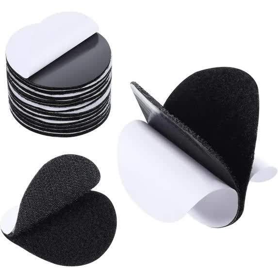12 Pairs Round Self Adhesive Hook and Loop Tape, 2 Inch Black Nylon Self Adhesive Dots Double-Sided Adhesive Strip Heavy-Weight Industrial Strength Sticky Tape for Home Car Office Wall Decoration - Image 1