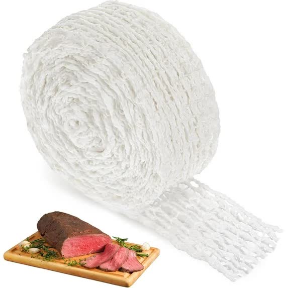 16.4ft Meat Netting Roll, Size 18, Elastic Smoked Meat Beef Poultry Ham Netting Cooking Meat Twine Net Cooked Food Mesh Bag for Meat Cooking or Drying Sausage Making - Image 1