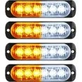 LED Amber Strobe Lights Vehicle Emergency Strobe Lights for Trucks LED Flashing Car Lights Windshield Lights Bars Hazard Shiny Mount Lights with Pads Screws for off Road Car(4 Pieces) - Image 1