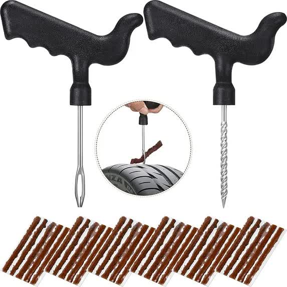 32 Pieces Tire Repair Kit with Plug Tire Plug Kit Tire Plug Repair Kit T Handle Tire Repair Tools to Fix Punctures and Plug Flats for Truck, Rv, SUV, ATV, Motorcycle, Car, Tractor, Trailer - Image 1