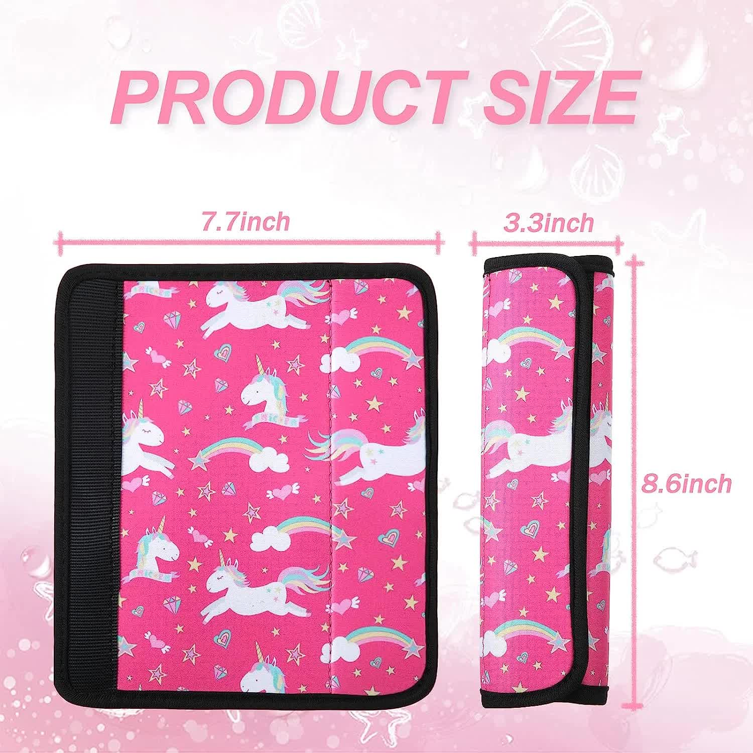 4 Pieces Kids Car Seat Belt Cover Safety Car Seat Belt Pad Cushion Shoulder Protector for Baby Boys Girls Children, Mermaid and Unicorn - Image 2