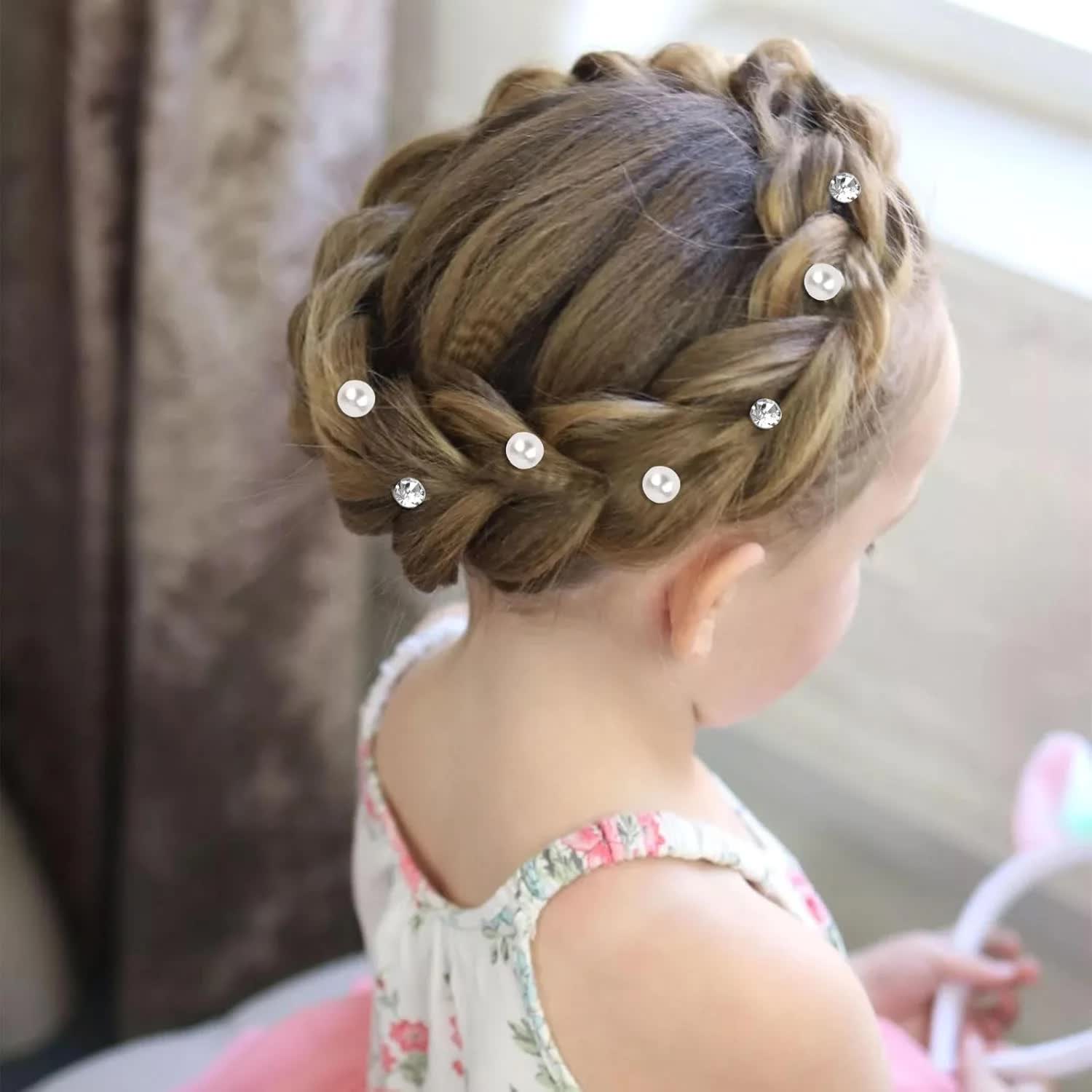 40 Pcs Mini Rhinestone Hair Clips Tiny Pearl Hair Clips Decorative Hair Clips Sparkly Crystal Hair Pins Silver White Hair Clips Wedding Bridal Hair Accessories for Girls Women - Image 4