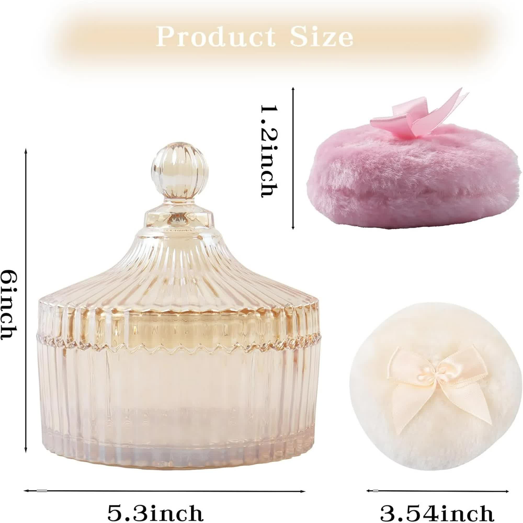 3 Pcs Large Body Powder Puff and Container, 5.3