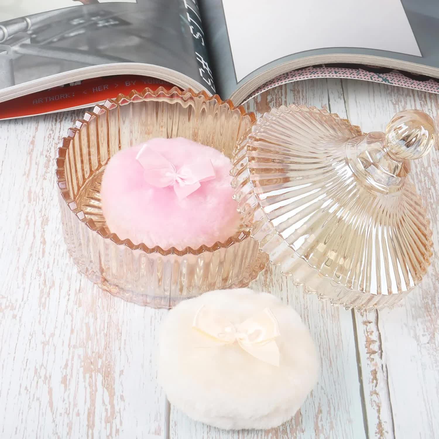 3 Pcs Large Body Powder Puff and Container, 5.3
