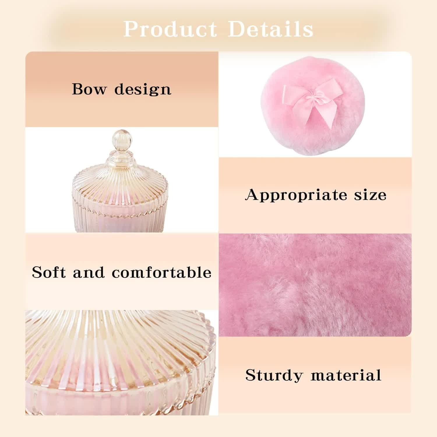 3 Pcs Large Body Powder Puff and Container, 5.3