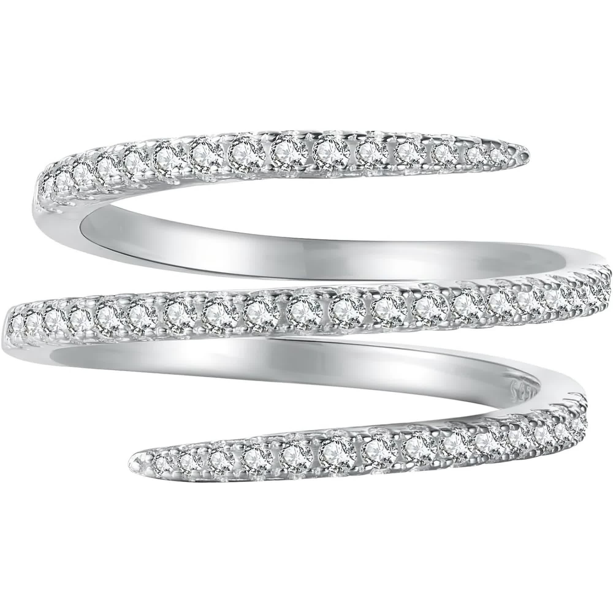 Sterling Silver Wrap Ring For Women Hug Ring Twist Ring 925 CZs Entwined Line Thumb Ring Dainty Statement Rings Multi Lanyed Wedding Band Jewelry Gifts for Her US Size 5-8 - Image 1