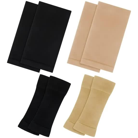 4 Pairs Slimming Arm Shaper and Thigh Slimmers Set, Elastic Compression Arm Shapers Upper Arm Sleeve Slimming Thigh Sleeves Thigh Wraps Slim for Women - Image 1