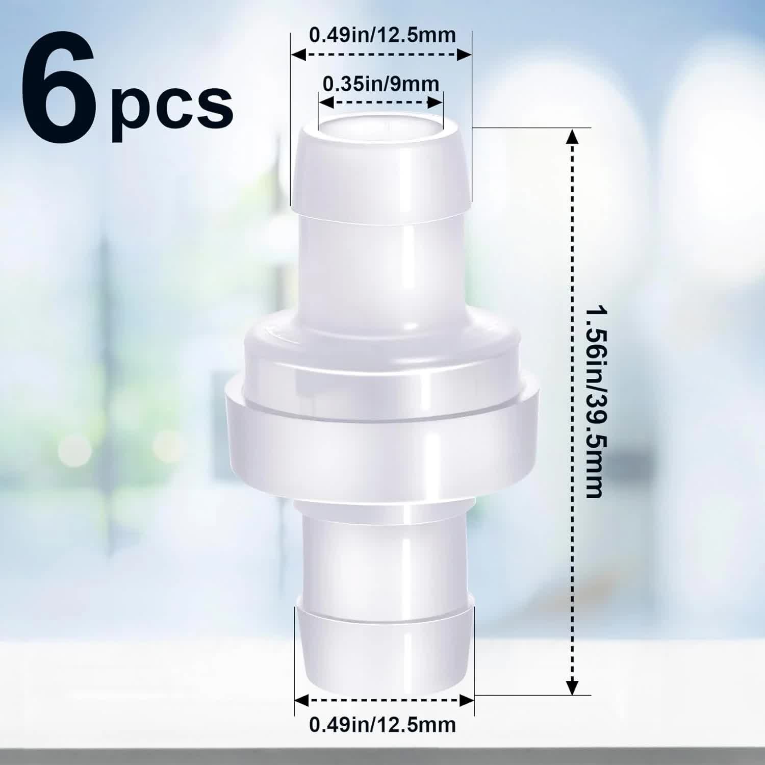 6 Pack One Way Check Valves, 1/2