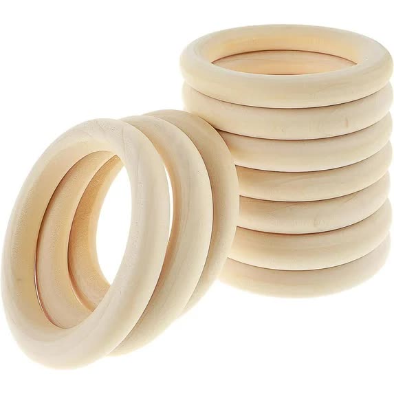 10 Pcs Unfinished Natural Wooden Rings for Crafts 70mm/3 Inch Wooden Rings Macrame Wooden Rings Without Paint for Crafts DIY Pendant Connectors Jewelry Making Macrame Supplies - Image 1