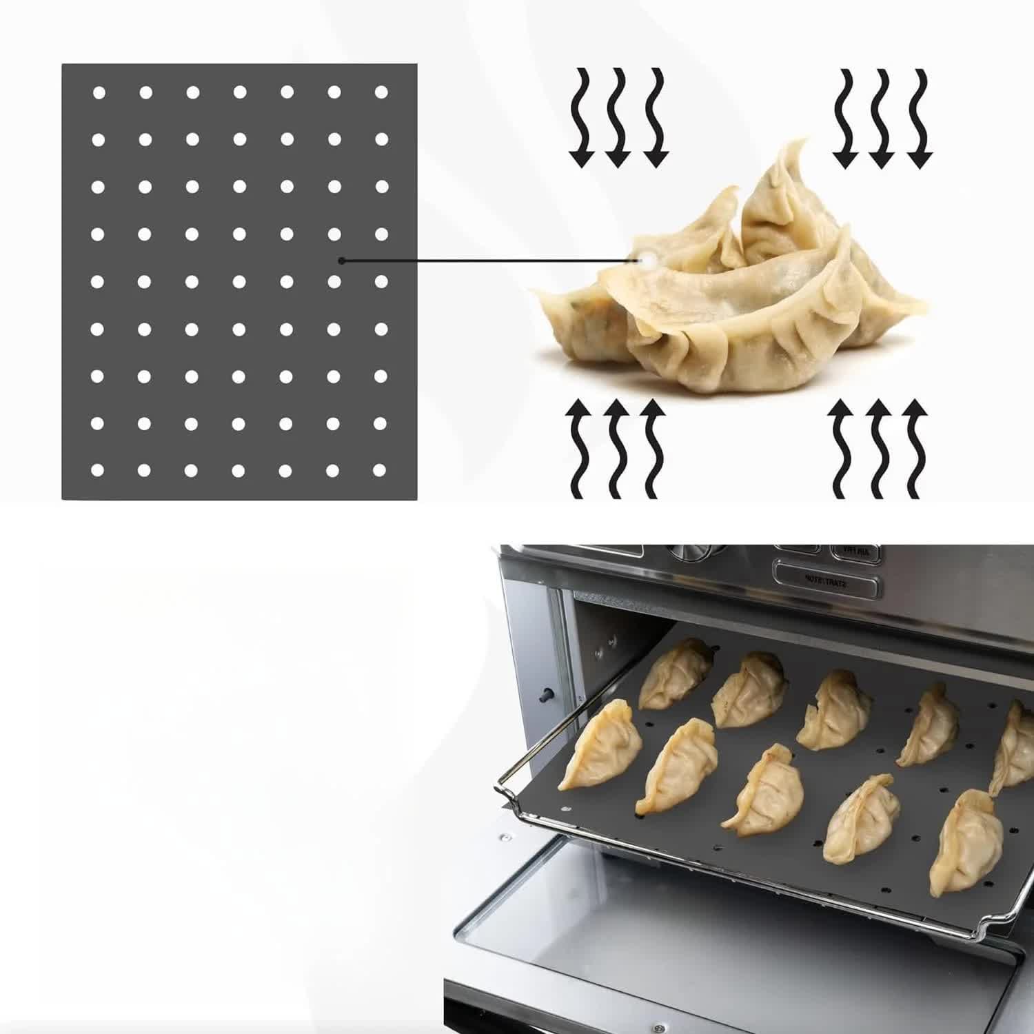 Reusable Liners for Toaster Oven Air Fryer 9 x 11 Accessories Compatible with Breville, Black & Decker, Cuisinart, Emeril Lagasse + More, Perforated Non-Stick Mats for Baking,Cooking,Oven Rack - Image 4