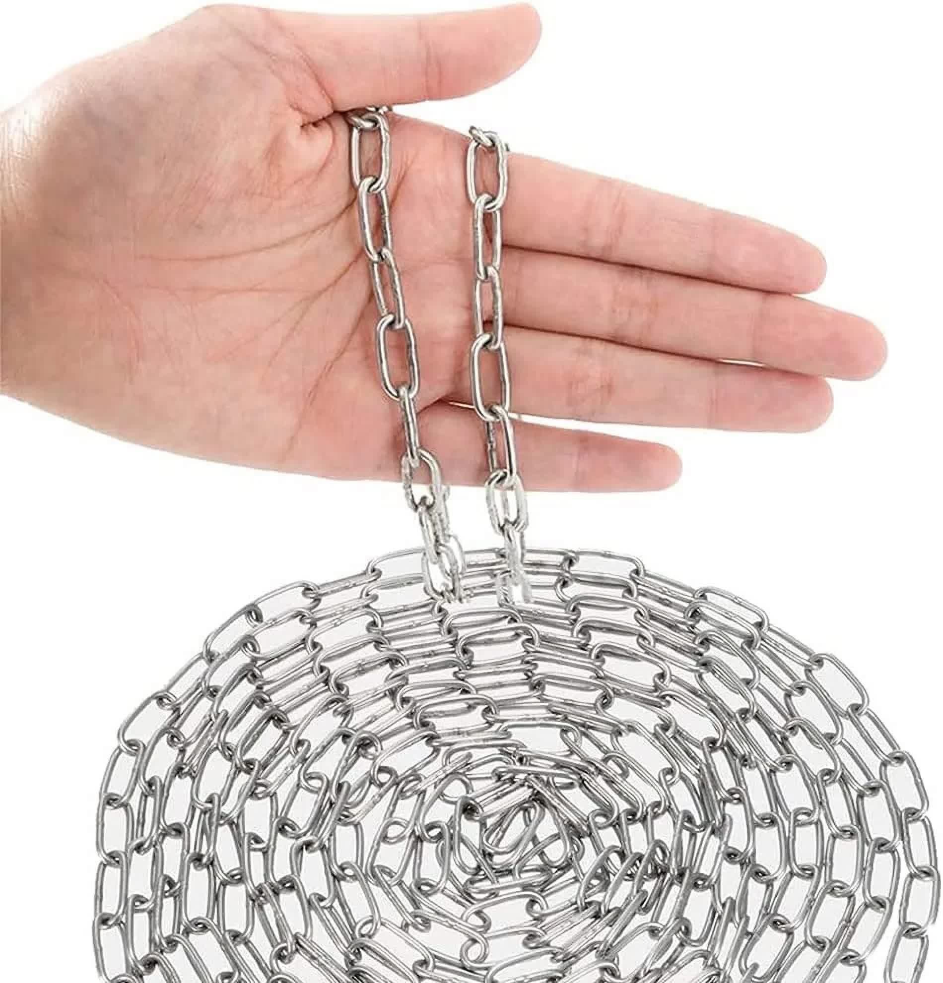 SUS304 Stainless Steel Chain Metal Chain Link Chain Small Light Duty Chain Utility Chain for Home Outdoor Camping Hanging Pet Chain Prevention Theft -Thickness 0.08 inches (2mm)- Length 9.8ft (3m) - Image 1