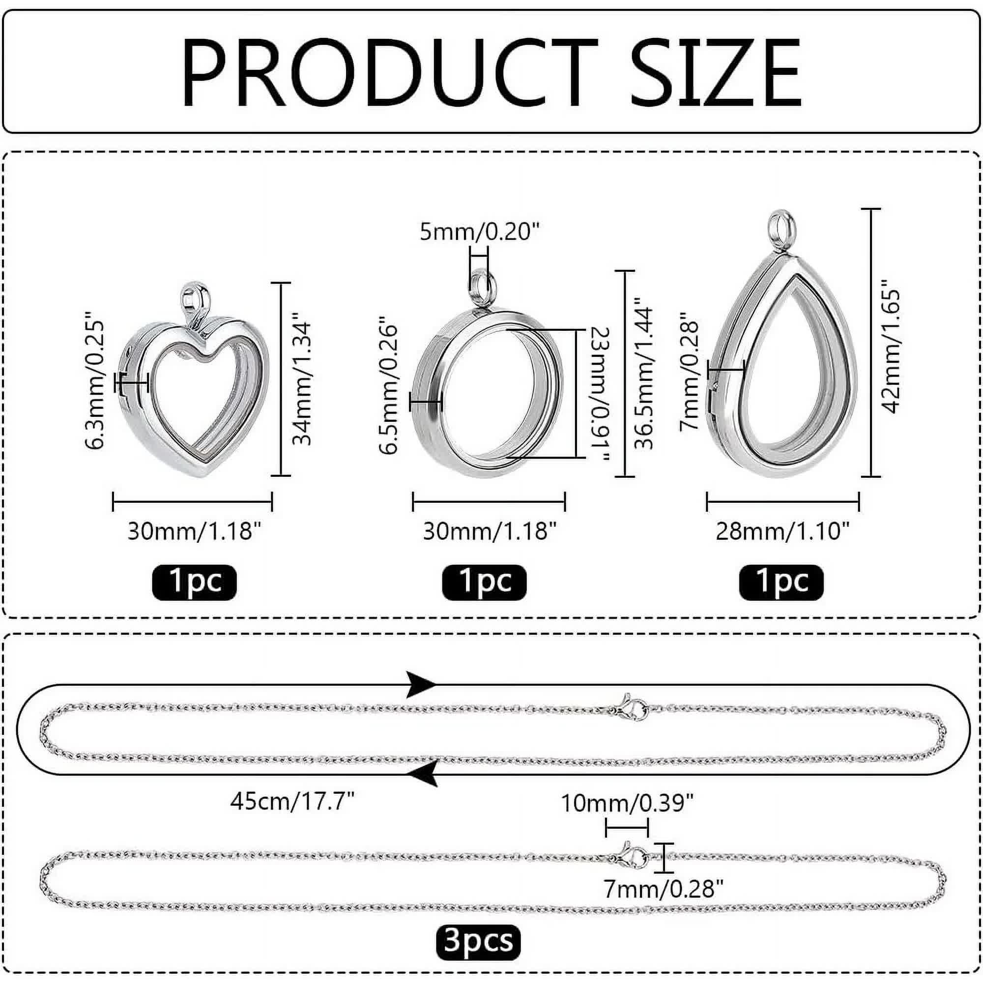 3 Styles Locket Pendant Necklace 304 Stainless Steel Memory Floating Charms Round Memory Necklace Teardrop Heart Pendant Buckle Closure for Women Friendship Necklace Memory Nostalgic - Image 2