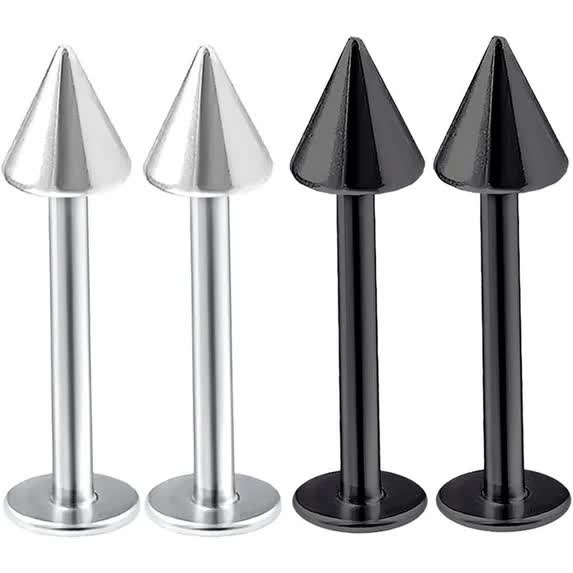 4pcs 16g Labret Stud Lip Ring Cartilage Tragus Snakebite Monroe Triple Forward Helix Conch Medusa Lobe Black Spike Pick Size - Image 1