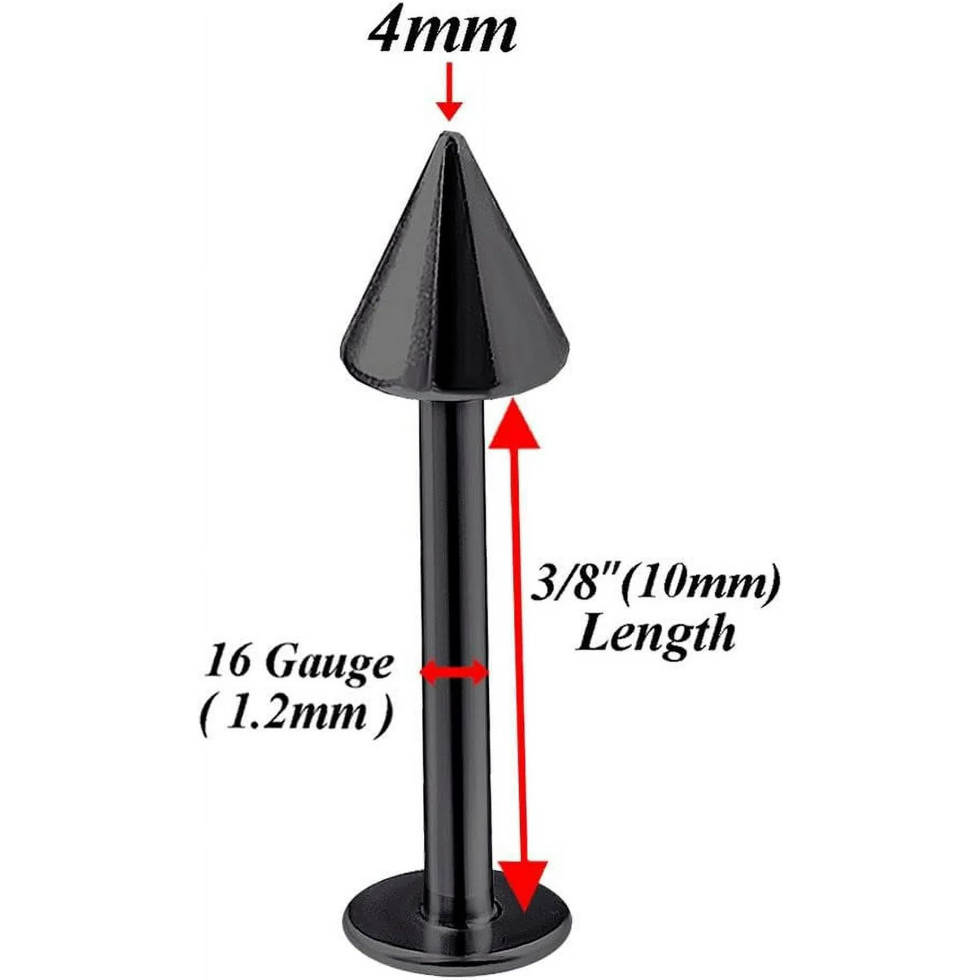 4pcs 16g Labret Stud Lip Ring Cartilage Tragus Snakebite Monroe Triple Forward Helix Conch Medusa Lobe Black Spike Pick Size - Image 3
