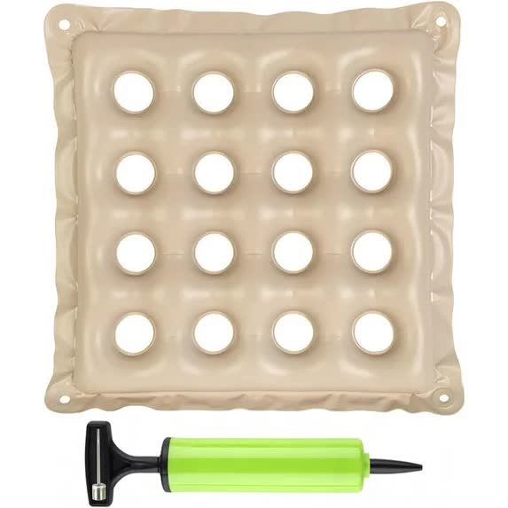 Inflatable Seat Cushions for Pressure Relief, Wheelchair Air Cushion for Bed Sore, Comfortable Waffle Pads，Cream 17x17inch - Image 1