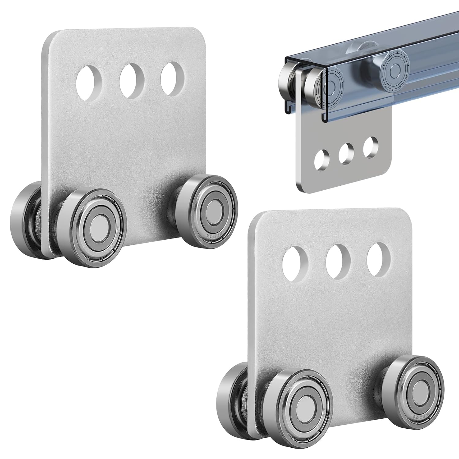 2Pcs 4 Wheel Trolley Assembly Rollers Four Bearing Trolley Assembly for 1-5/8
