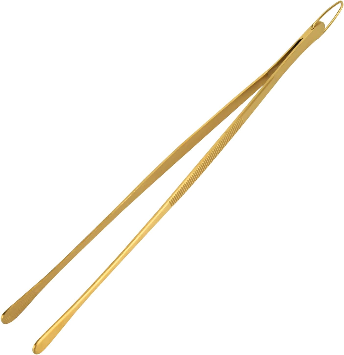 Kitchen Tweezer Tongs, 12 Inches Stainless Steel Heavy Duty Long Fine Chef Metal Skinny Cooking Tweezers for Serving Food, Gold - Image 1