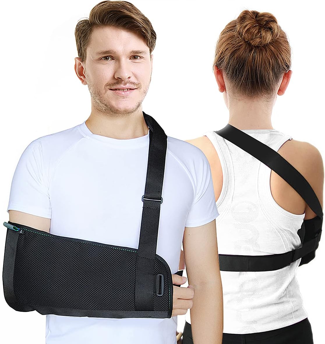 Arm Sling Shoulder immobilizer for Shoulder Injury with Back Belt Men & Women Shoulder Immobilizer Left and Right Arm Lightweight Rotator Cuff Arm Support for Elbow Wrist Injury -(Size L) - Image 1