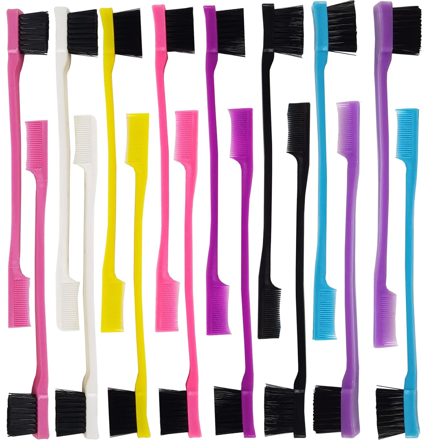 24PCS Hair Edge Brush, Double Sided Edge Control Hair Comb Eyebrow Brush Smooth Comb Grooming (8Colors) - Image 1